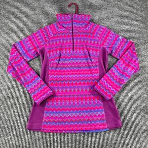 Columbia Sweatshirt Womens Small Purple Striped Long Sleeve 1/4 Zip Fleece